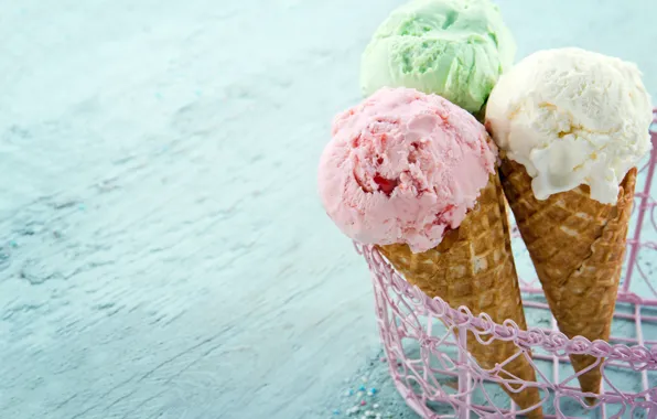 Picture ice cream, dessert, waffle cone