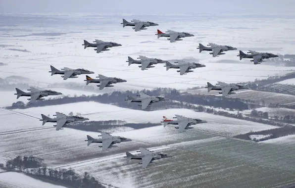 Flight, fighters, a lot, Harrier, stormtroopers, McDonnell Douglas, AV-8B