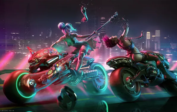 Girl, Girls, Robots, Style, Girl, Fight, Motorcycle, Bikers