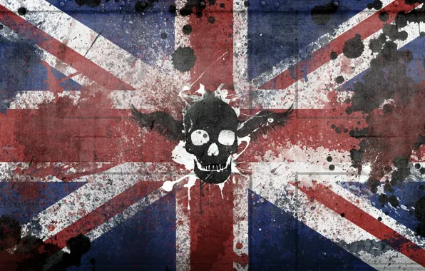 Paint, skull, flag, UK, United Kingdom of great Britain and Northern Ireland, United Kingdom of …