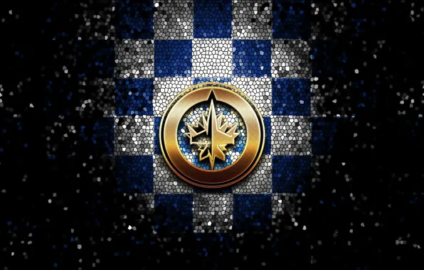 Wallpaper, sport, logo, NHL, hockey, glitter, checkered, Winnipeg Jets