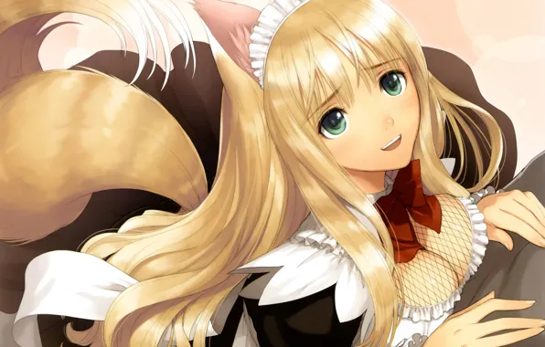 Tail, bow, ears, the maid, art, shining hearts, tony taka, rouna marasame