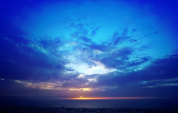 Picture sea, the sun, sunset, horizon, Bay