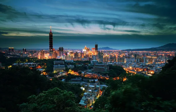 Picture sunset, night, Taiwan, Taipei
