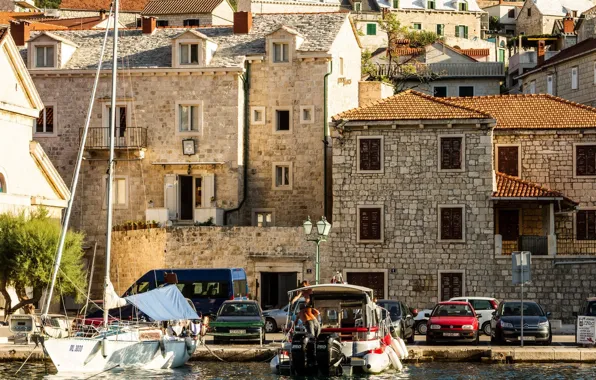Sea, machine, home, boats, cars, sea, houses, Croatia