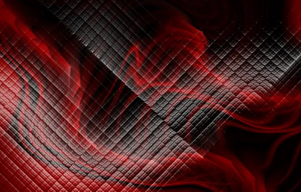Picture abstraction, red and black color, various curves and shapes