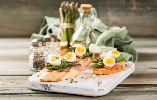 Bread, sandwich, sandwiches, ham, Iryna Melnyk, quail eggs, asparagus