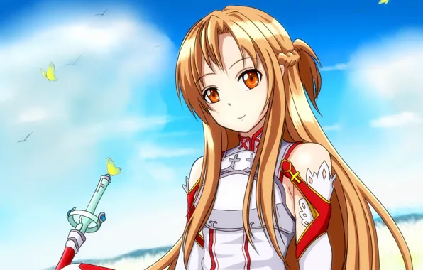 Look, Girl, anime, art, Background, Sword art online, Sword Art Online, Asuna