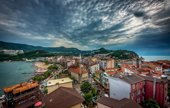 Picture sea, the sky, building, home, Turkey, Turkey, The black sea, Black Sea