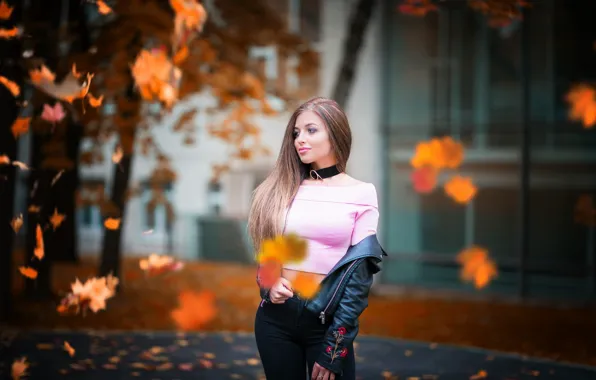 Picture smile, autumn, model, pretty