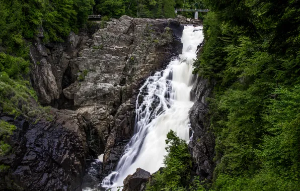 Picture forest, trees, stones, rocks, waterfall, Canada, Canyon Sainte-Anne