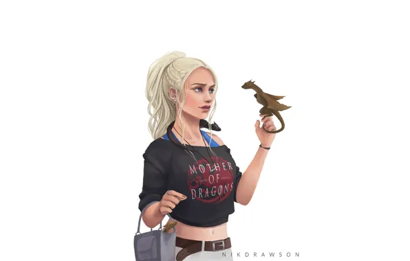 Minimalism, Dragon, Blonde, Girl, Fantasy, Dragons, Game of Thrones, Game of thrones
