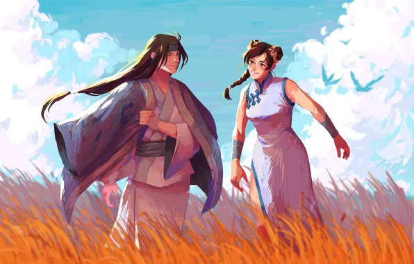 Girl, guy, Naruto, Naruto, Ten-Ten, Neji Hugo