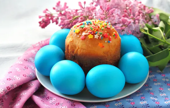 Picture eggs, Easter, cake, lilac