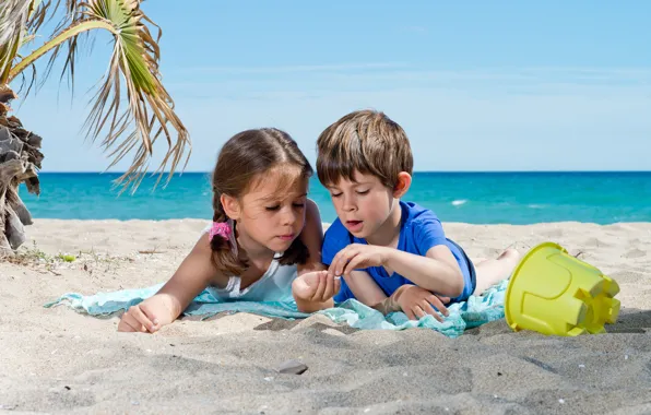 Picture sea, beach, summer, children, shore, girl