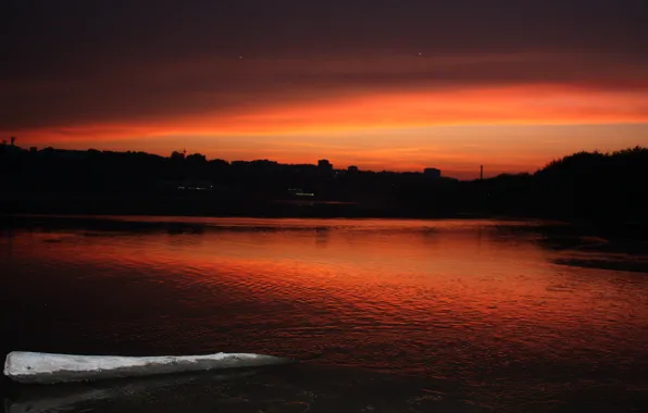Water, sunset, nature