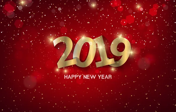 Red, background, gold, New Year, figures, red, golden, background