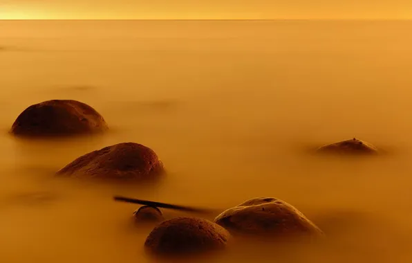 Yellow, stones, horizon, 154