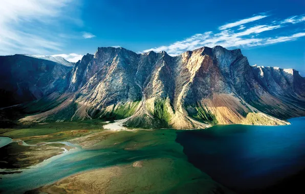 Picture mountains, lake, rocks, Canada, Torngat Mountains National Park
