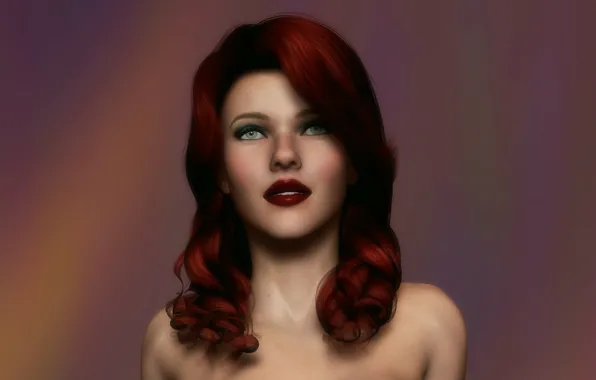 Girl, hairstyle, red lips