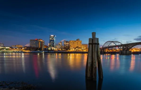 The city, lights, the evening