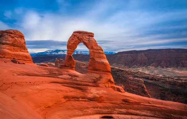 Mountains, rocks, view, arch, USA, canyons