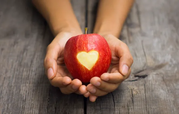 Picture girl, background, widescreen, Wallpaper, mood, heart, people, apple