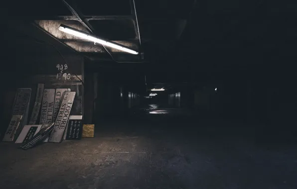 Void, dark, the building, composition, signs, alley, black and white, Abandoned