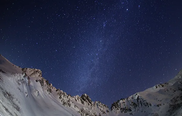 Picture space, stars, snow, mountains, night, space