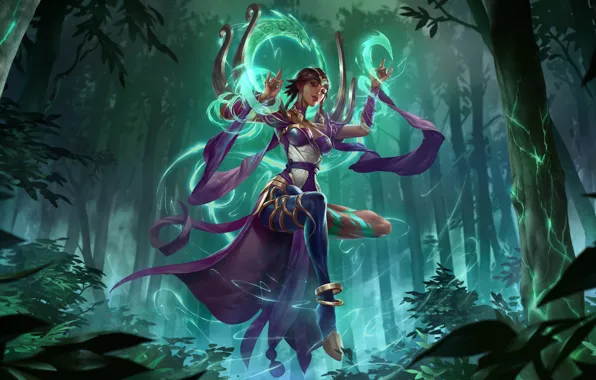 Forest, girl, magic, Karma, Legends of Runeterra