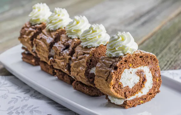 Cake, cake, cream, cakes, sweet, dessert, biscuit, roll