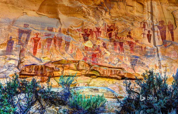 Picture Utah, USA, Sego Canyon, rock painting