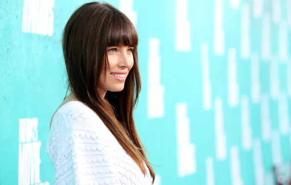 Smile, background, actress, hairstyle, brown hair, beautiful, Jessica Biel, Jessica Biel