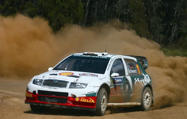 Dust, turn, rally, wrc, Skoda, fabia