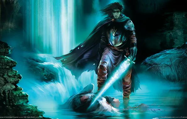 Picture water, light, magic, Sword, cloak, heroes of annihilated empires