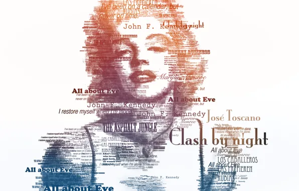 Picture text, actress, singer, typography, background., digital art, Marilyn Monroe, Marilyn Monroe