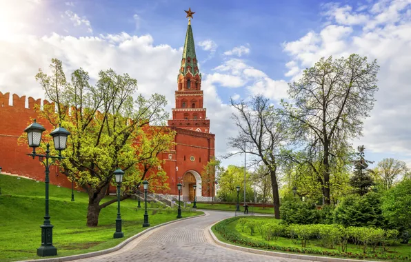 Picture the sun, lights, Park, lights, Moscow, alley, Moscow, Kremlin