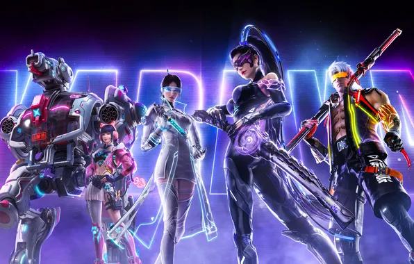 Games, Neon, futuristic, Cyberpunk, neon lights, Naraka: Bladepoint, Mecha Girl