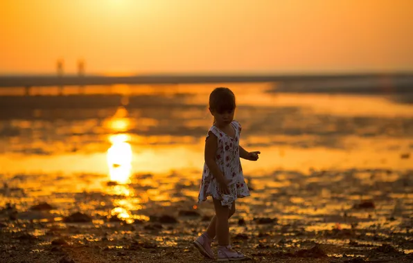Sunset, mood, girl