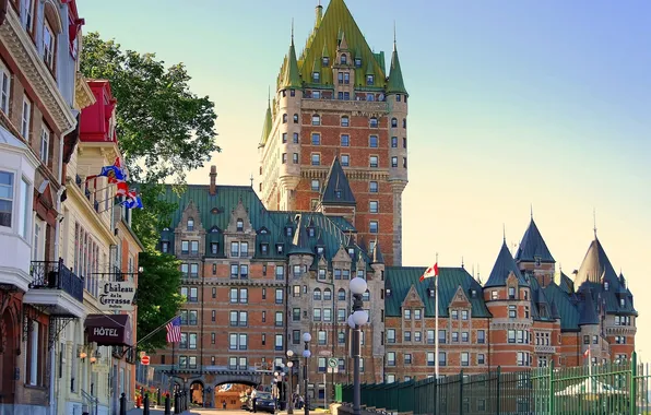 Picture street, Windows, building, home, Canada, QC, Chateau Frontenac