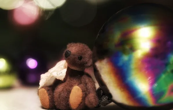 Childhood, background, toy, dark, Shine, new year, ball, Christmas