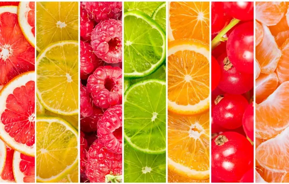 Picture berries, raspberry, lemon, orange, lime, citrus, fruit, currants