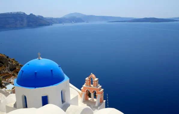 Sea, island, Greece, Church, Oia