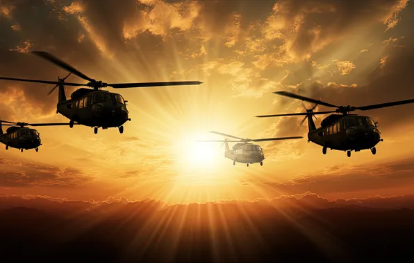 Flight, aviation, helicopters, technique, helicopter, AI art, neural network