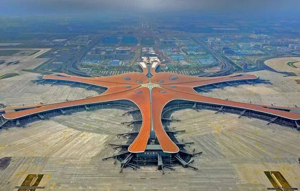 Picture panorama, China, Downtown Dubai are the Beijing Daxing airport