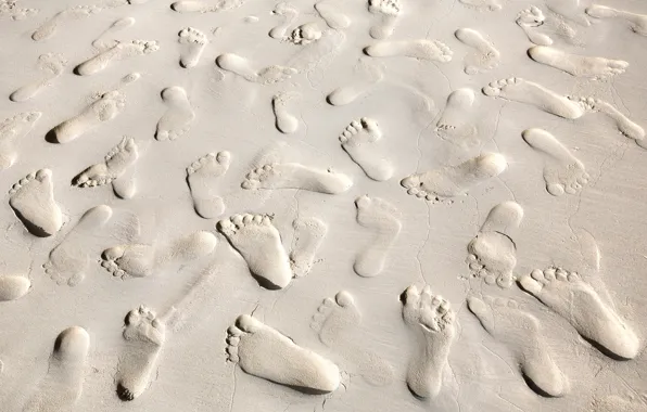 Sand, beach, traces, beach, sand, footprints