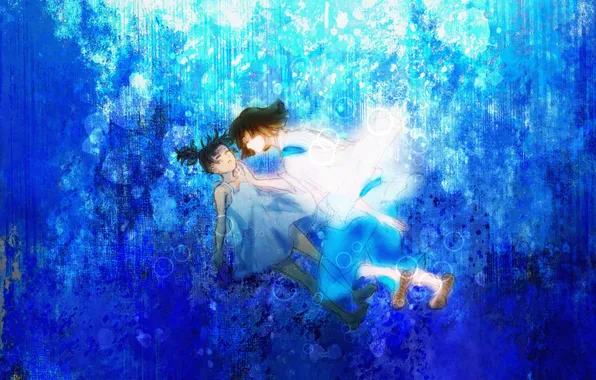 Picture anime, art, girl, guy, Hayao Miyazaki, the spirit of the river, Haku, Chihiro
