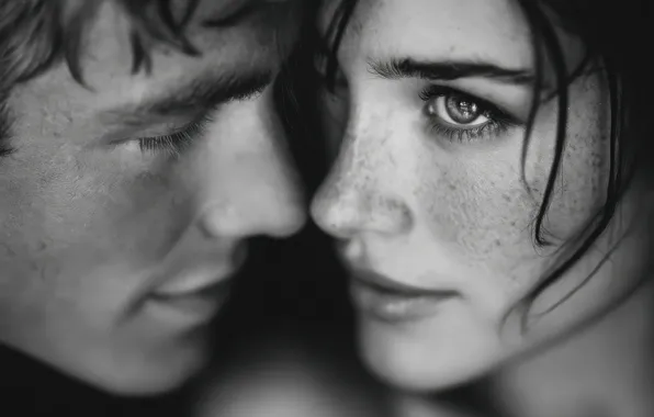 Look, girl, love, pose, portrait, face, pair, freckles