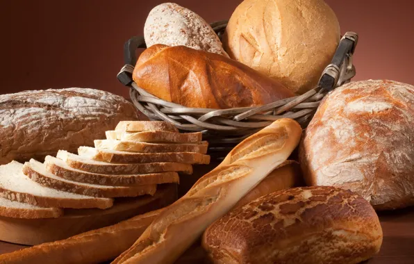 Bread, baguette, cuts