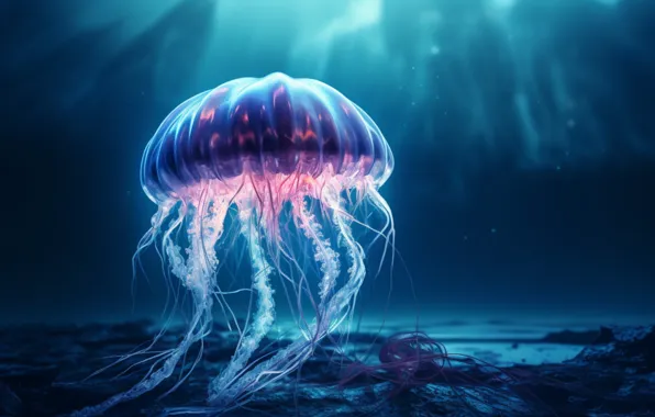 Sea, Medusa, underwater world, AI art, neural network